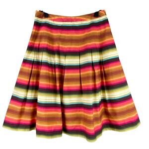 Talbots 100% Cotton Western Stripe Skirt Size 8 Southwestern A-Line Pleats